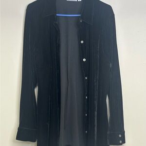 Croft & Barrow Black Velvety Women's button down shirt jacket size XL